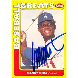 653122 Manny Mota Autographed Baseball Card - Los Angeles Dodgers - 1990 Swell Legends No.63