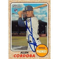 653334 Allen Cordoba Autographed Baseball Card - San Diego Padres - 2017 Topps Heritage Rookie No.569