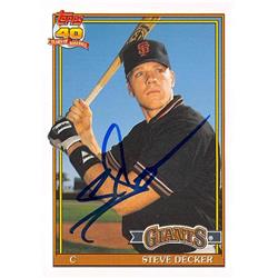653478 Steve Decker Autographed Baseball Card - San Francisco Giants - 1991 Topps Traded No.29T