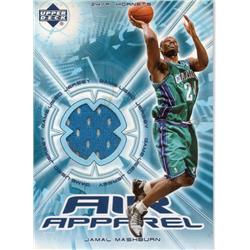 653679 Jamal Mashburn Player Worn Jersey Patch Basketball Card - Charlotte Hornets - 2002 Upper Deck Air Apparel No.JMAA