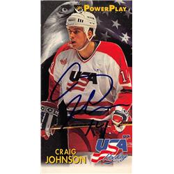653934 Craig Johnson Autographed Hockey Card - Team USA, FT - 1994 Fleer Power Play No.507