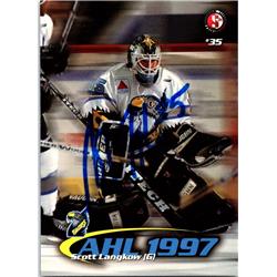 654012 Scott Langkow Autographed Hockey Card - Springfield Falcons. AHL - 1997 Split Second Rookie No.35