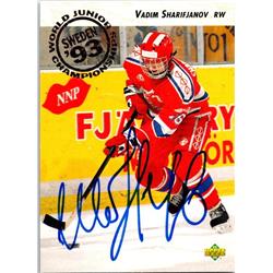 654145 Vadim Sharifijanov Autographed Hockey Card  Russia FT  1992 Upper Deck World Junior No612