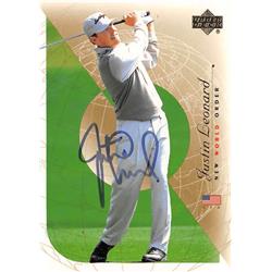 598206 Justin Leonard Autographed Golf Card - 2003 Upper Deck New World Order No.82