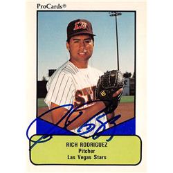 618528 Rich Rodriguez Autographed Baseball Card - Las Vegas Stars, San Diego Padres - 1990 Procards Minor League Rookie No.11