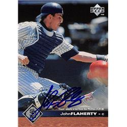 618648 John Flaherty Autographed Baseball Card - San Diego Padres, SC - 1997 Upper Deck No.491