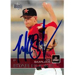 618766 Kirk Saarloos Autographed Baseball Card - Houston Astros, SC - 2002 Upper Deck Star Rookie No.12