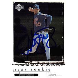 618772 Javier Vazquez Autographed Baseball Card - Montreal Expos, SC - 1998 Upper Deck Star Rookie No.579