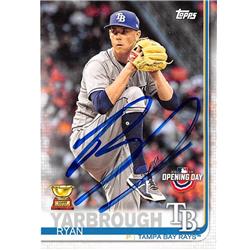 619646 Ryan Yarbrough Autographed Baseball Card - Tampa Bay Rays - 2019 Topps Opening Day No.141 All Star Rookie Cup