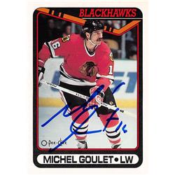 Michel Goulet autographed Hockey Card (Chicago Blackhawks, SC) 1990 O-Pee-Chee #329 - Autographed Hockey Cards