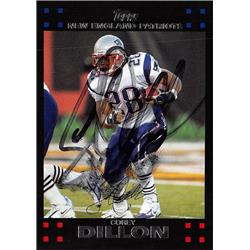 638227 Corey Dillon Autographed Football Card - New England Patriots - 2007 Topps No.83 Smudgy