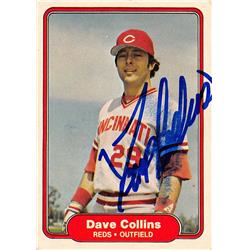 639354 Dave Collins Autographed Baseball Card - Cincinnati Reds - 1982 Fleer No.61 Smudged
