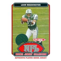 649883 Leon Washington Player Worn Jersey Patch Football Card - New York Jets - 2006 Topps Total Rookie No.47TE -  Autograph Warehouse