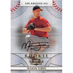 Mason Tobin autographed baseball card (Los Angeles Angels) 2008 Donurss Threads Refractor Rookie #123 LE 778/999 - Baseball Slabbed Autographed Cards
