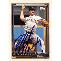 650147 Mike Maddux Autographed Baseball Card - San Diego Padres - 1992 Topps No.438 Gold Winner