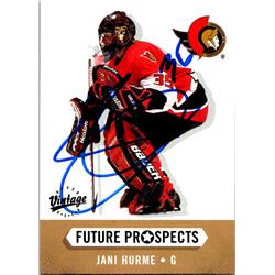 651799 Jani Hurme Autographed Hockey Card - Ottawa Senators, FT - 2000 Upper Deck Vintage Future Prospects Rookie No.387
