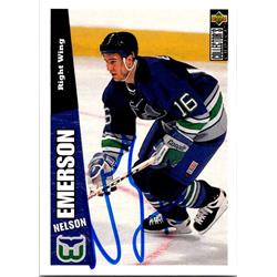 652148 Nelson Emerson Autographed Hockey Card - Hartford Whalers, FT - 1996 Upper Deck No.116