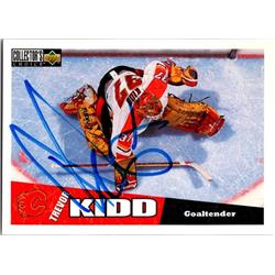 652263 Trevor Kidd Autographed Hockey Card - Calgary Flames, FT - 1996 Upper Deck No.34