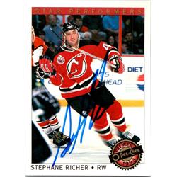 652352 Stephane Richer Autographed Hockey Card - New Jersey Devils, FT - 1993 O-Pee-Chee Premier No.18