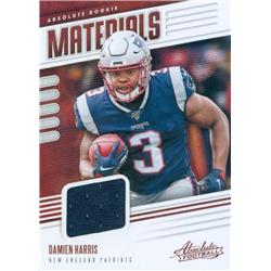 Damien Harris Player Worn Jersey Patch Football Card - New England Patriots - 2019 Panini Absolute Rookie Materials No.RM6