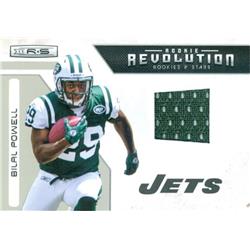 Bilal Powell Player Worn Jersey Patch Football Card - New York Jets - 2011 Panini Rookie Revolution No.12 LE 281-299
