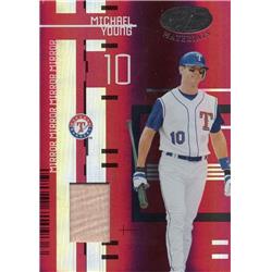 653528 Michael Young Player Used Bat Patch Baseball Card - Texas Rangers - 2005 Leaf Certified Materials Refractor No.109 LE 246-250