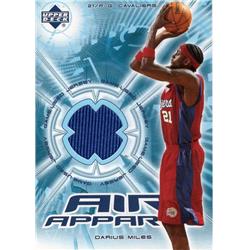 653661 Darius Miles Player Worn Jersey Patch Basketball Card - Los Angeles Clippers - 2002 Upper Deck Air Apparel No.DMAA Blue