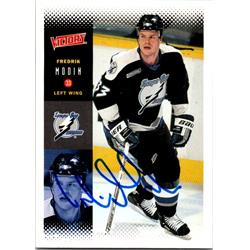Fredrik Modin Autographed Hockey Card - Tampa Bay Lightning, FT - 2000 Upper Deck Victory No.215