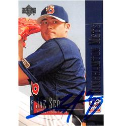 586830 Jae Seo Autographed Baseball Card - Binghamton Mets SC - 2002 Upper Deck Minors No.80