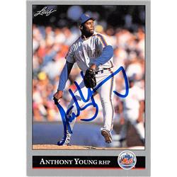 586954 Anthony Young Autographed Baseball Card - New York Mets - 1992 Leaf No.356