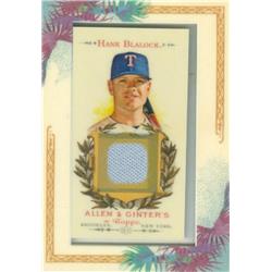 587684 Hank Blalock Player Worn Jersey Patch Baseball Card - Texas Rangers - 2007 Topps Allen & Ginters No.AGRHB