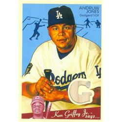 587696 Andruw Jones Player Used Bat Patch Baseball Card - Los Angeles Dodgers - 2008 Upper Deck Goudey No.MAJ