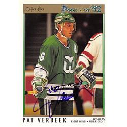 Pat Verbeek autographed Hockey Card (Hartford Whalers) 1992 O-Pee-Chee Premier #5 - Autographed Hockey Cards