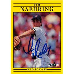 621865 Tim Naehring Autographed Baseball Card - Boston Red Sox - 1991 Fleer No.105