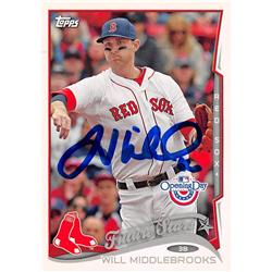 621883 Will Middlebrooks Autographed Baseball Card - Boston Red Sox - 2014 Topps No.75