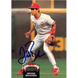 622081 Freddie Benavides Autographed Baseball Card - Cincinnati Reds - 1992 Topps Stadium Club No.394