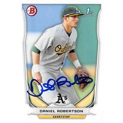 622177 Daniel Robertson Autographed Baseball Card - Oakland Athletics - 2014 Bowman 1st Rookie No.BP36