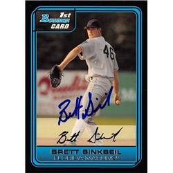 626072 Brett Sinkbeil Autographed Baseball Card - Florida Marlins - 2006 Bowman 1st Rookie No.DP65