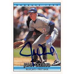 626134 John Olerud Autographed Baseball Card - Toronto Blue Jays - 1992 Donruss No.98