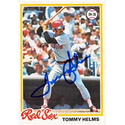 626591 Tommy Helms Autographed Baseball Card - Boston Red Sox - 1978 Topps No.618