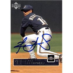 626596 Jose Hernandez Autographed Baseball Card - Milwaukee Brewers - 2002 Upper Deck No.154