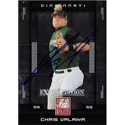 637704 Chris Valaika Autographed Baseball Card - Cincinnati Reds - 2008 Donruss Elite Extra Rookie No.20