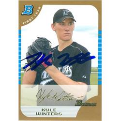 637851 Kyle Winters Autographed Baseball Card - Florida Marlins - 2006 Bowman First Gold Rookie Thick No.BDP40