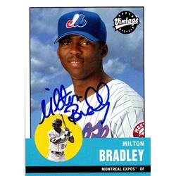 651008 Milton Bradley Autographed Baseball Card - Montreal Expos, FT - 2001 Upper Deck Vintage No.250