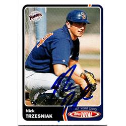 651145 Nick Trzesniak Autographed Baseball Card - San Diego Padres, FT - 2003 Topps Total First Year Rookie No.977