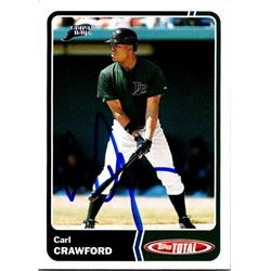651170 Carl Crawford Autographed Baseball Card - Tampa Bay Rays, FT - 2003 Topps Total No.TTC28
