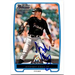 651571 Andrew Heaney Autographed Baseball Card - Miami Marlins, FT - 2012 Bowman 1st Rookie No.BDPP12