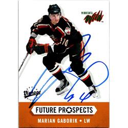 651841 Marian Gaborik Autographed Hockey Card - Minnesota Wild, FT - 2000 Upper Deck Vintage Future Prospects Rookie No.381