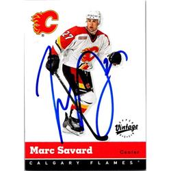 651844 Marc Savard Autographed Hockey Card - Calgary Flames, FT - 2000 Upper Deck Vintage No.53