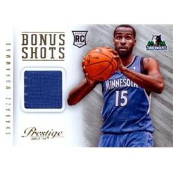 Shabazz Muhammad Player Worn Jersey Patch Basketball Card - Minnesota Timberwolves - 2013 Panini Prestige Bonus Shots No.96